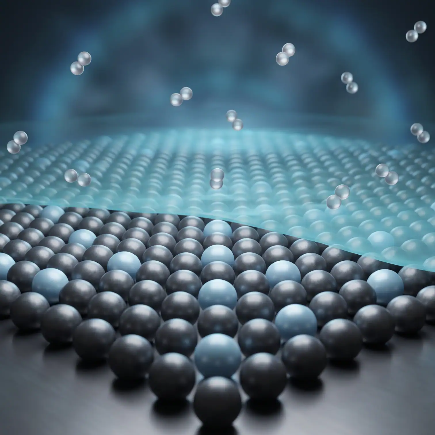 Représentation de la surface d'un acier inoxydable à l'échelle atomique